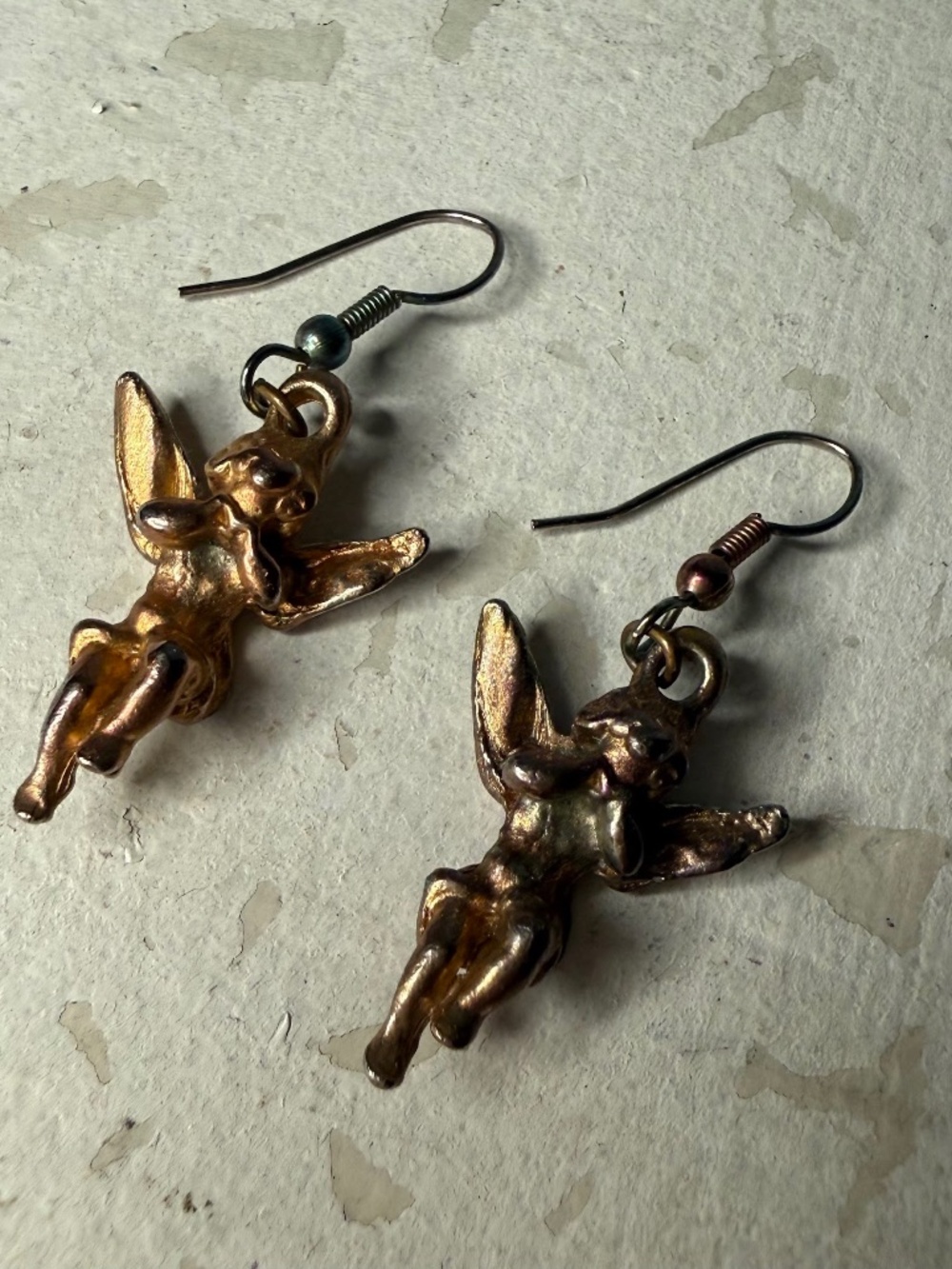 Vintage Angel Cherub 90s Metal Drop Earrings Grunge Goth Whimsigoth Romantic
